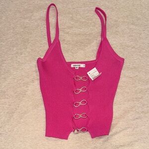 Pink Ribbed Tank Top with Chain infinity sign detail! BRAND NEW with tags